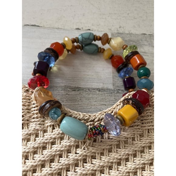 Capelli Straworld Inc. woman’s straw bag with faux stones handles - Picture 2 of 4